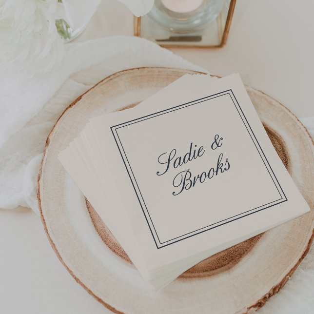 Klassische Navy-Blue-Script-Hochzeit Serviette (Von Creator hochgeladen)