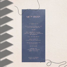 Klassische Navy Blue Smoke Wedding Dinner Karte