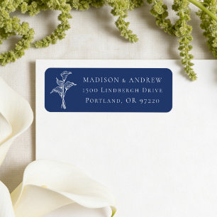 Klassische Navy-Calla-Lilie-Hochzeit-Rücksendeadre