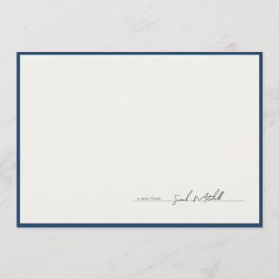 Klassische Navy-Rand-Personalisierte Schrift Mitteilungskarte