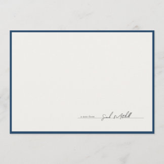 Klassische Navy-Rand-Personalisierte Schrift Mitteilungskarte