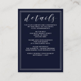 Klassische Navy Silver Wedding Details Karte