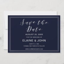 Klassische Navy Silver Wedding speichern Sie die D