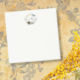 Klassische Navy und Gold Floral Wraath anpassbar Post-it Klebezettel