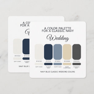 Klassische Navyblaue Hochzeit Farbpalette Karte