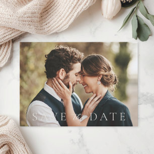 Klassische neutrale Foto-Hochzeit Save the Date