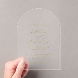 Klassische neutrale Monogramm-Hochzeit Save the Da Acryleinladungen