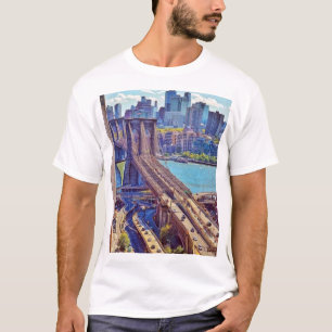 Klassische New Yorker Brooklyn Bridge Skyline T-Shirt