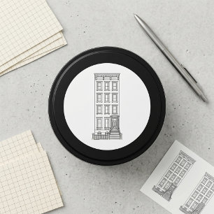 Klassische New Yorker Treppenhaustür Zeichnung Runder Aufkleber