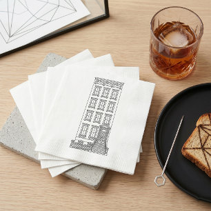 Klassische New Yorker Treppenhauswohnung Zeichnung Serviette