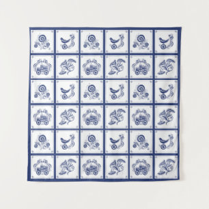 Klassische niederländische blaue Delfter Fliesen-B Wandteppich