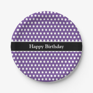 Klassische Niedliche Polka Dots Lila und weiße Bot Pappteller
