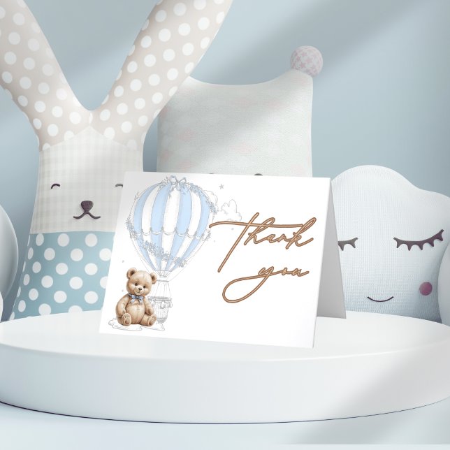 Klassische Niedliche Teddy Bear Toile Balloon Call Dankeskarte (Von Creator hochgeladen)