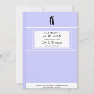 Klassische Novel-Buchdecke inspiriert Hochzeit Save The Date