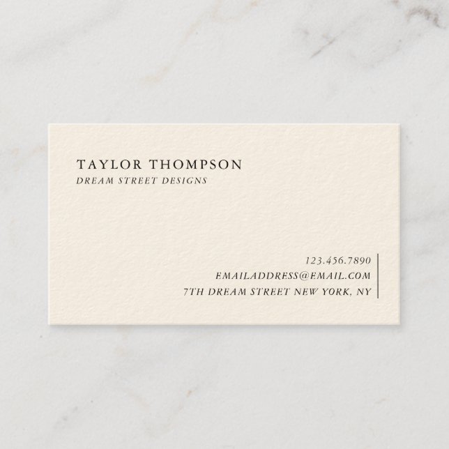 Klassische Olive Aesthetic Business Card Visitenkarte (Vorderseite)