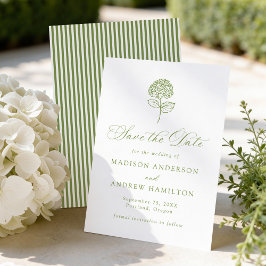 Klassische Oliven-grüne Hortensien-Hochzeit Save The Date