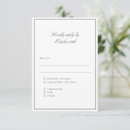 Klassische Olivenrand-Hochzeitsmahlzeit-Wahl Elega RSVP Karte