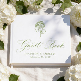 Klassische Olivgrüne Hortensien-Hochzeit Gästebuch