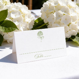 Klassische Olivgrüne Hortensien-Hochzeit Platzkarte