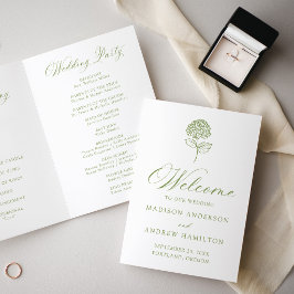 Klassische Olivgrüne Hortensien-Hochzeit Programm