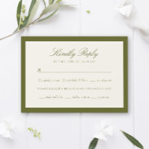Klassische olivgrüne Typografie Hochzeit RSVP