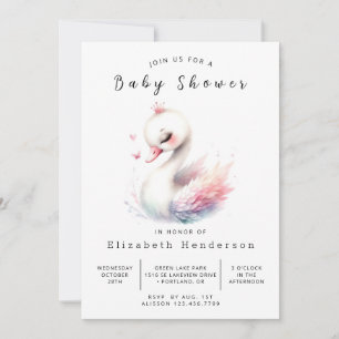 Klassische Online Swan Baby Dusche Einladung