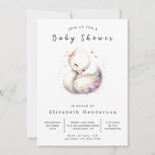 Klassische Online Swan Baby Dusche Einladung