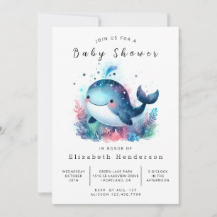 Klassische Online Whale Baby Dusche Einladung
