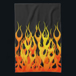Klassische Orange, die Flammen auf Feuer läuft Geschirrtuch<br><div class="desc">Racy Orange des frisierten Autos auf schwarzem Buttonstreifen flammt Dekor des grafischen Entwurfs, der für ein großes kundenspezifisches Geschenk für selbst oder für jemand immer machen kann, das auf Ihrer Liste speziell ist, diese sind sicher, einen Eindruck bei allen festlichen Gelegenheiten zu machen. Emailen Sie uns unter Verwendung der Verbindung...</div>