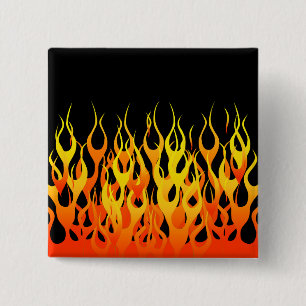 Klassische Orange Racing Flammen auf Feuer Button