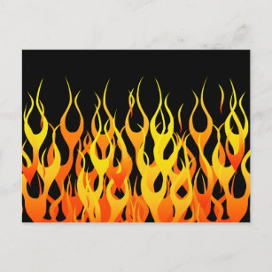 Klassische Orange Racing Flammen auf Feuer Postkarte