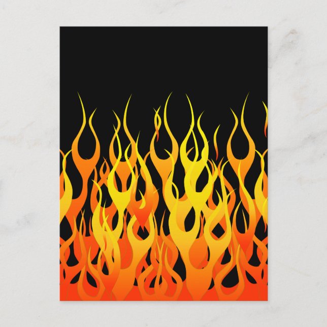 Klassische Orange Racing Flammen auf Feuer Postkarte (Vorderseite)
