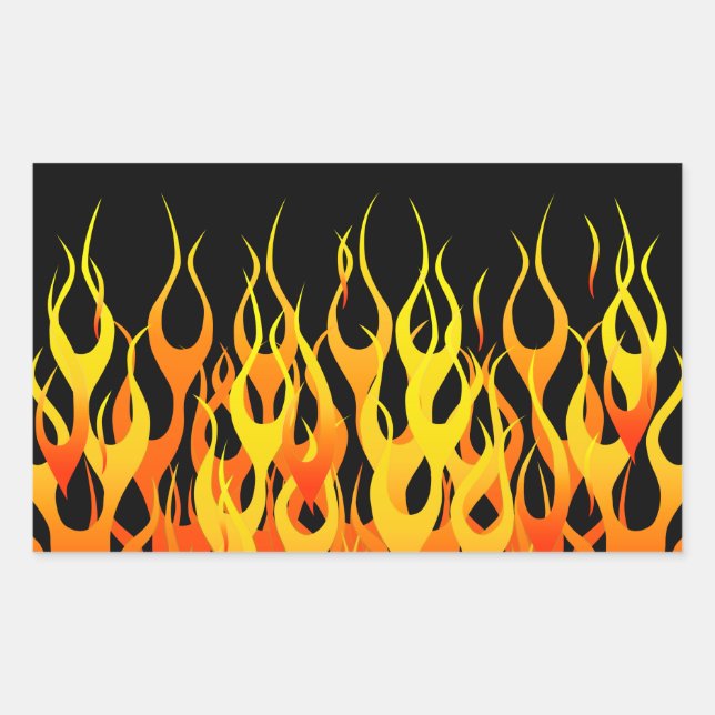 Klassische Orange Racing Flammen auf Feuer Rechteckiger Aufkleber (Vorderseite)