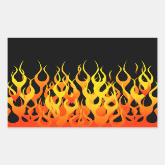 Klassische Orange Racing Flammen auf Feuer Rechteckiger Aufkleber