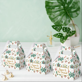 Klassische Ornamente und Stechpalmen-Weihnachtsmus Geschenkschachtel