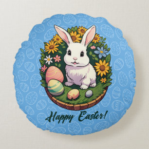Klassische Osterhasen-Illustration. Frohe Ostern! Rundes Kissen
