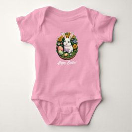 Klassische Ostersonnige Illustration. Frohe Ostern Baby Strampler
