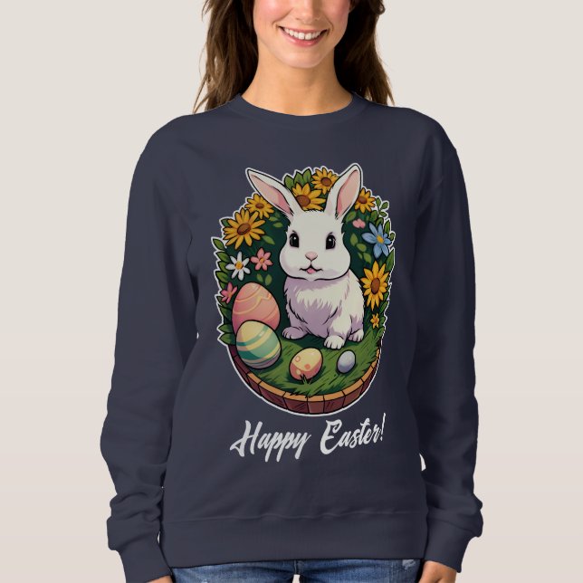 Klassische Ostersonnige Illustration. Frohe Ostern Sweatshirt (Vorderseite)