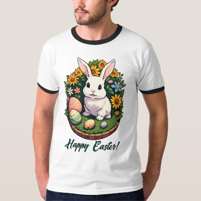 Klassische Ostersonnige Illustration. Frohe Ostern T-Shirt (Vorderseite)