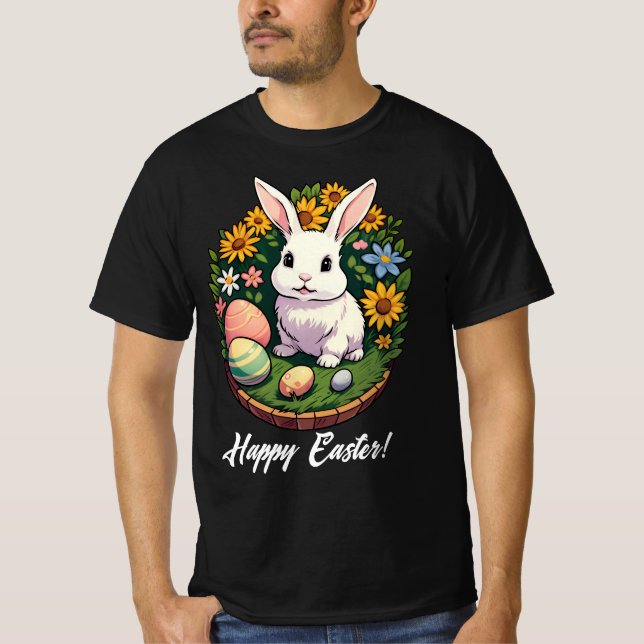 Klassische Ostersonnige Illustration. Frohe Ostern T-Shirt (Vorderseite)