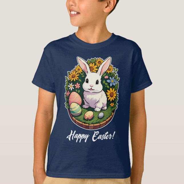 Klassische Ostersonnige Illustration. Frohe Ostern T-Shirt (Vorderseite)