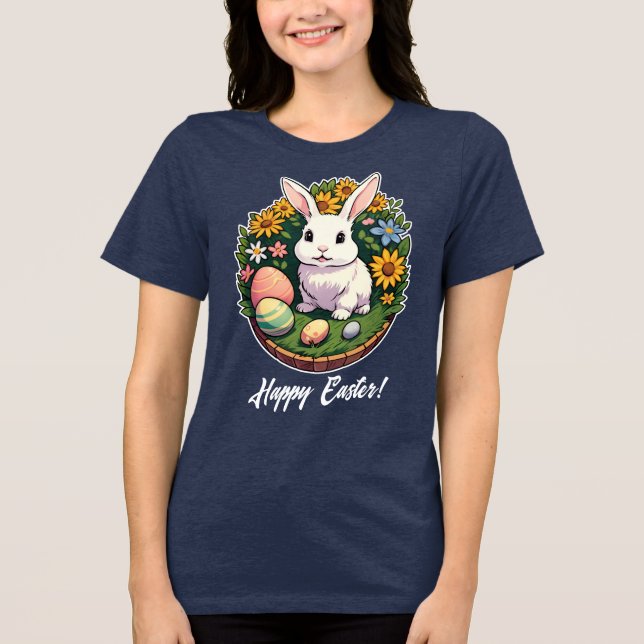 Klassische Ostersonnige Illustration. Frohe Ostern Tri-Blend Shirt (Vorderseite)