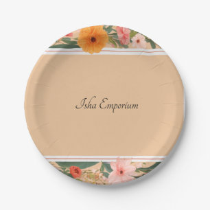 Klassische Papierplatte mit Blumenmuster Pappteller