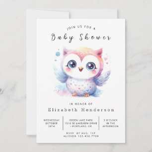 Klassische Pastel Owl Babydusche Einladung