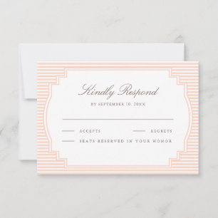Klassische Pastell-Pfirsich-gestreifte Hochzeit RSVP Karte