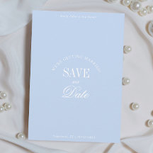 Klassische Pastellblaue Elegante Save-the-Date-Kar
