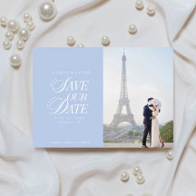 Klassische Pastellblaue Elegante Save-the-Date-Kar