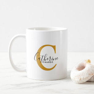 Klassische Personalisiert dunkelgelbe Monogramm-Ta Kaffeetasse