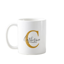 Klassische Personalisiert dunkelgelbe Monogramm-Ta