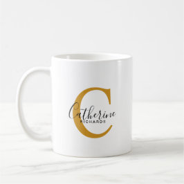 Klassische Personalisiert dunkelgelbe Monogramm-Ta Kaffeetasse